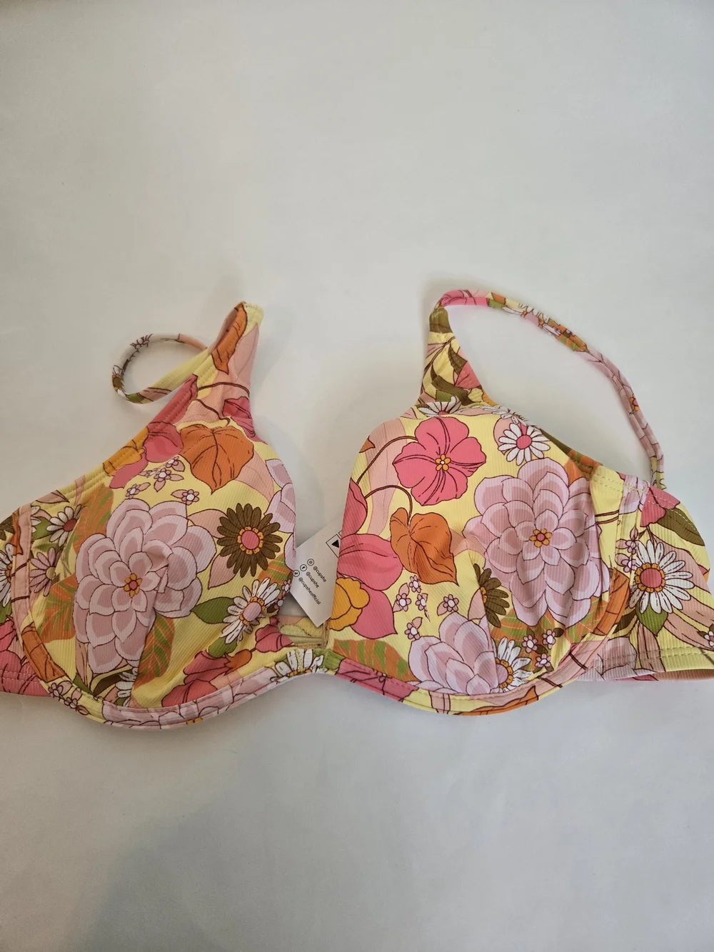 NEW Floral Pink & Orange Bikini Set - Women's Top Size Medium & Bottoms Size S